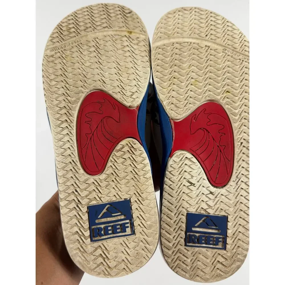 REEF Kids Fanning Patriotic Red White Blue Flip Flop Sandals Size 4 big kid